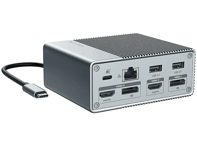 Docking Station - Hyper HDG212B-GL, 12 Puertos, 100W, Gris