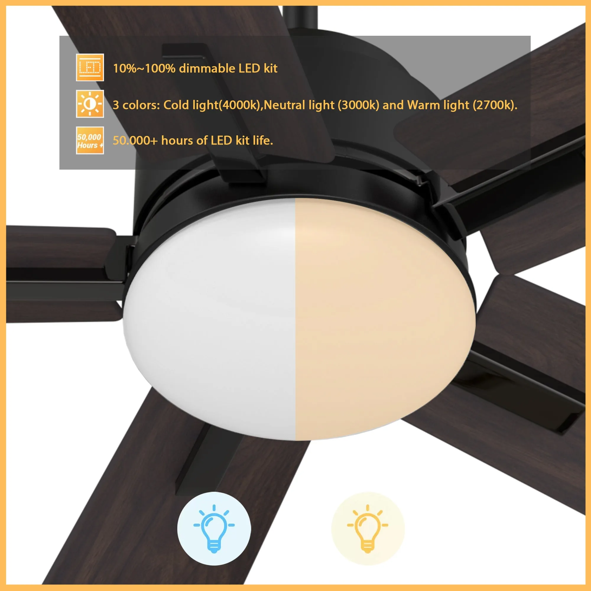 Elgin Outdoor Ceiling Fan with Dimmable LED Light Remote-Smart 52"