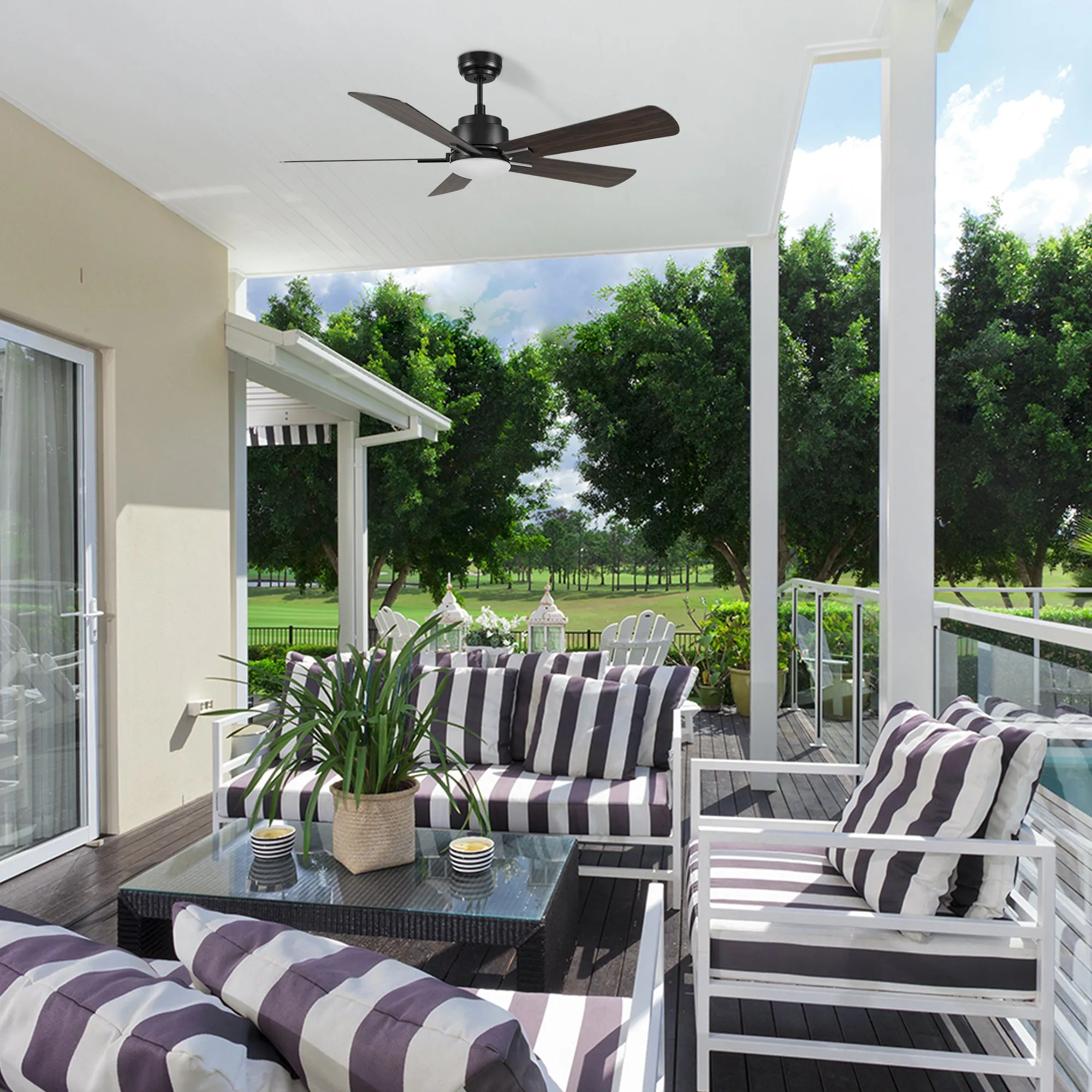 Elgin Outdoor Ceiling Fan with Dimmable LED Light Remote-Smart 52"