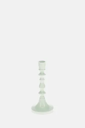 Enamel Candlestick 19cm Light Grey