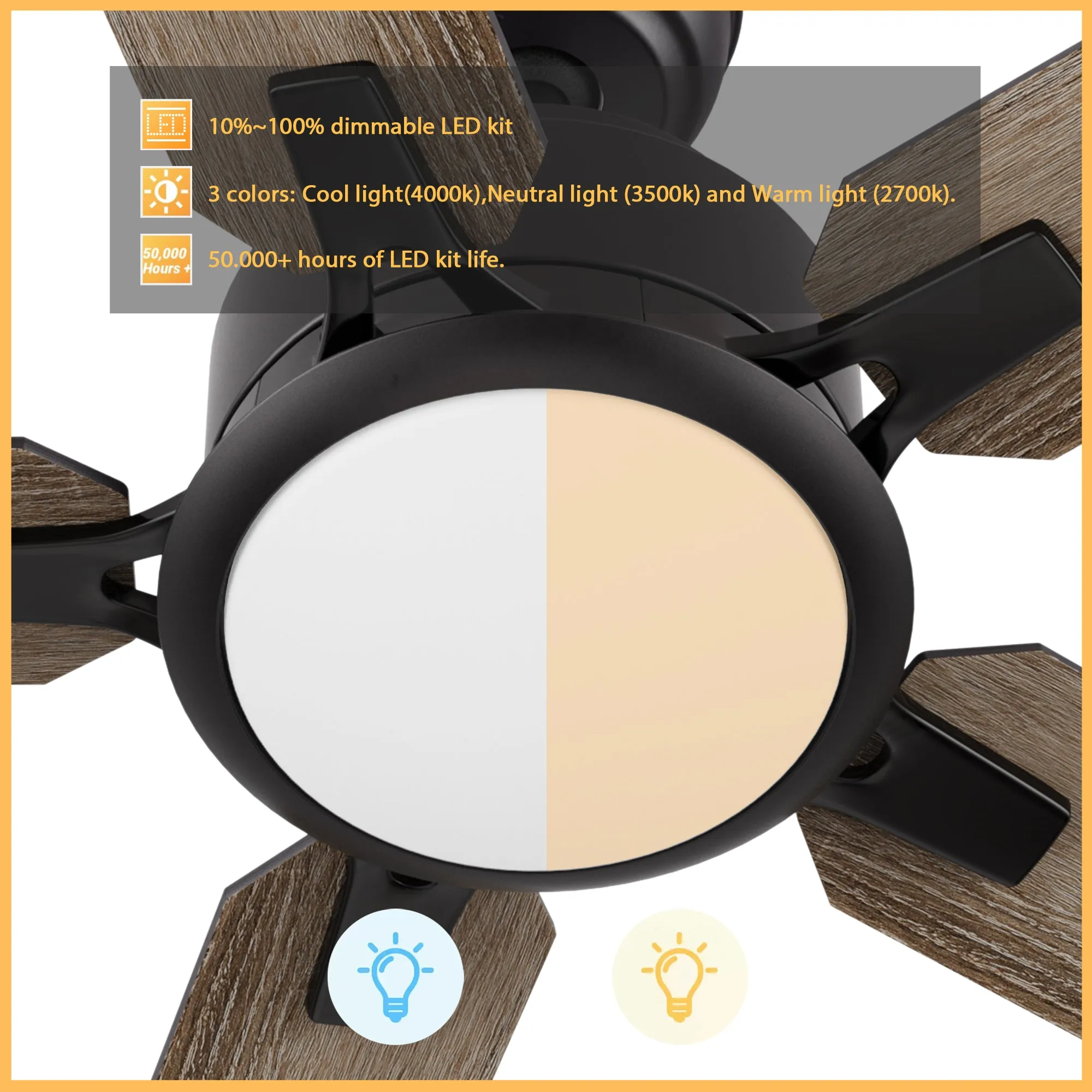 Essex Ⅱ Smart Ceiling Fan with LED Light and Remote Outdoor/Indoor 56"