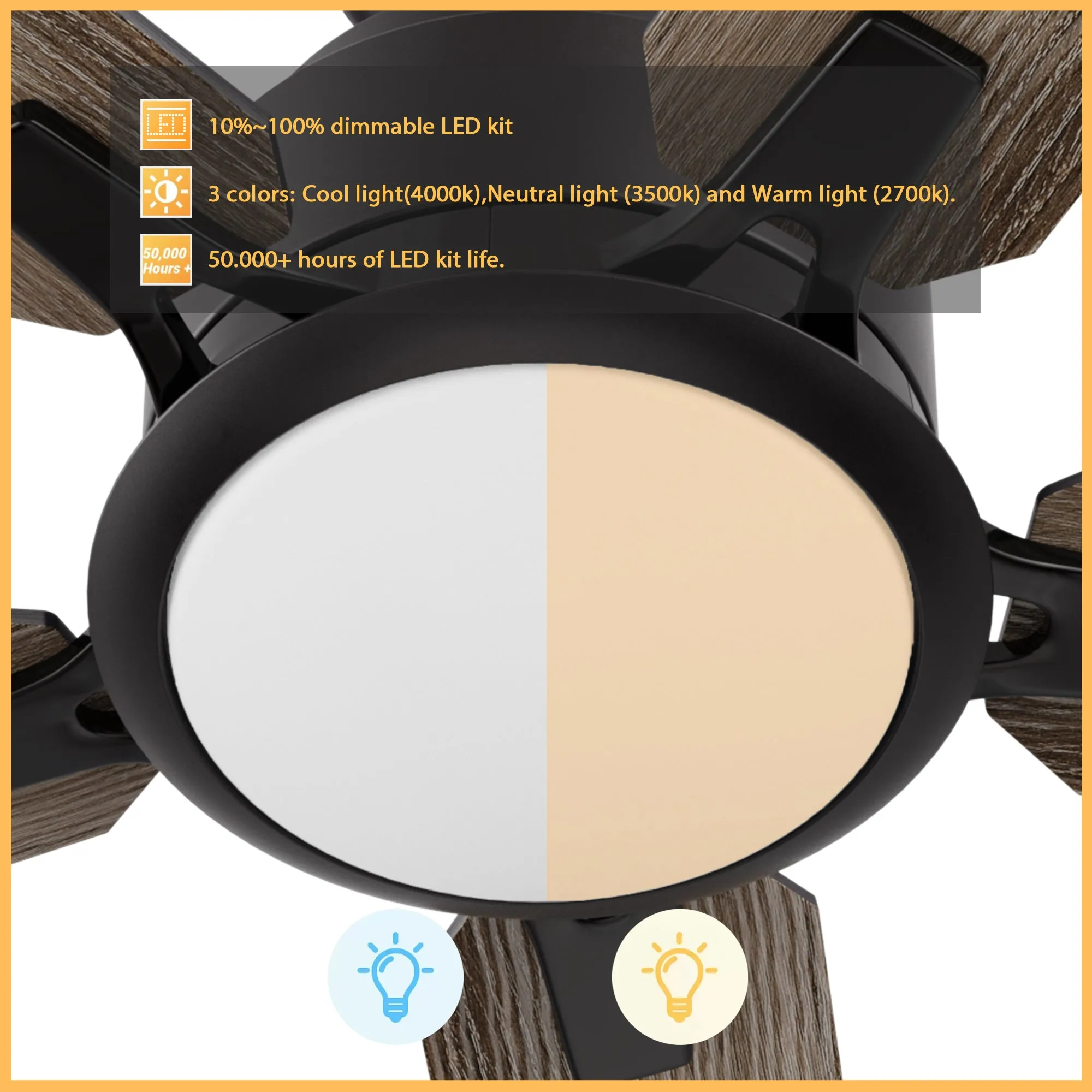 Essex Ⅱ Smart Outdoor Ceiling Fan with Dimmable LED Light Remote 52 Inch