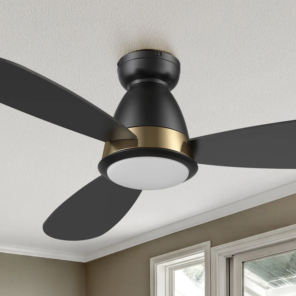 Fayette Smart Flush Mount Ceiling Fan with LED Light Outdoor Indoor 52”