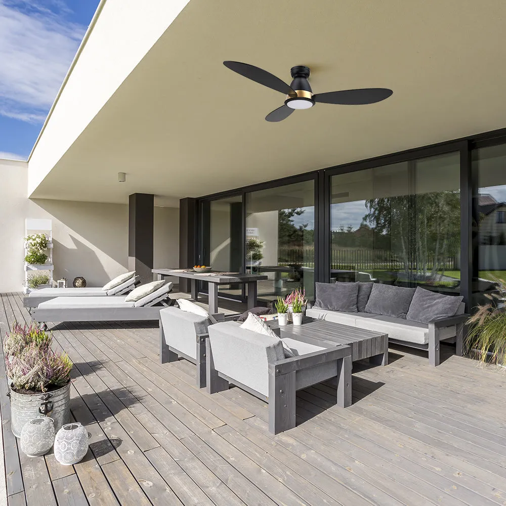 Fayette Smart Flush Mount Ceiling Fan with LED Light Outdoor Indoor 52”