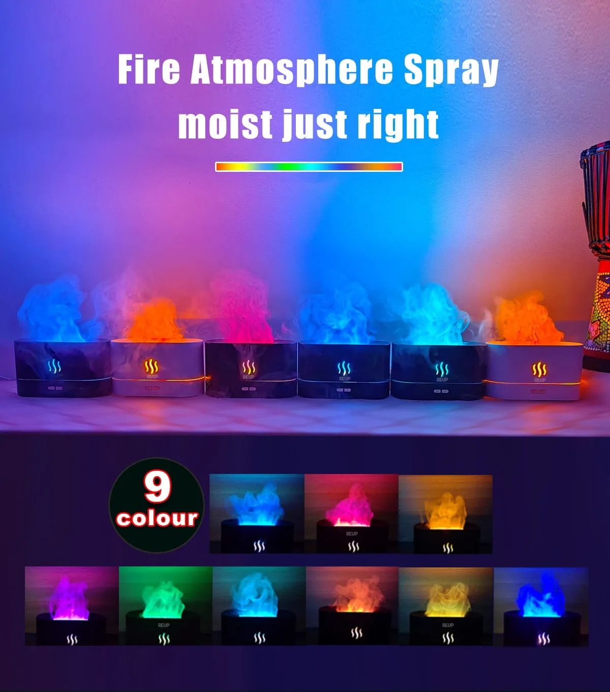 Flame Aroma Essential Oil Diffuser Air Humidifier