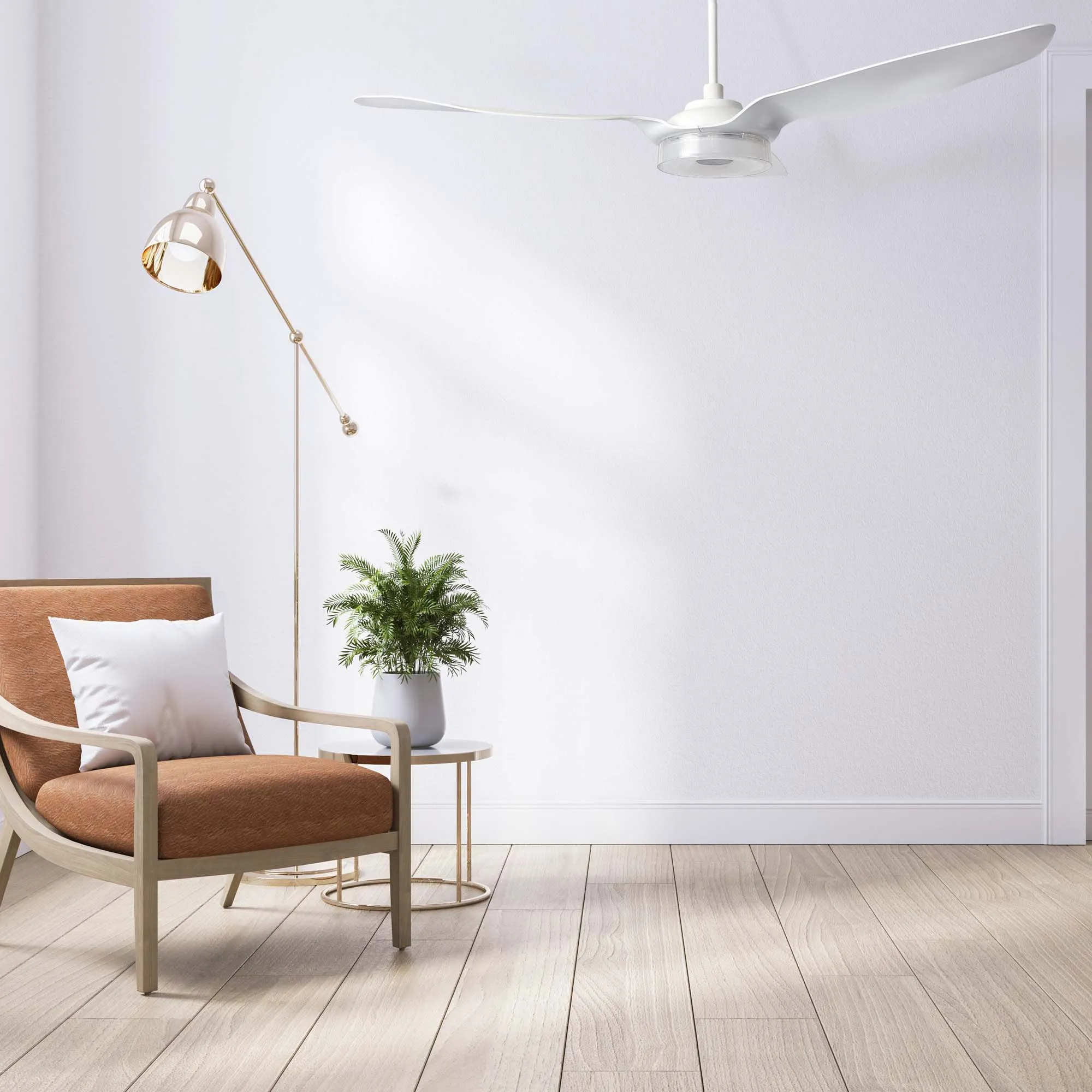 FLETCHER 52'' 3-Blade Smart Ceiling Fan with LED Light Kit & Remote-White/White