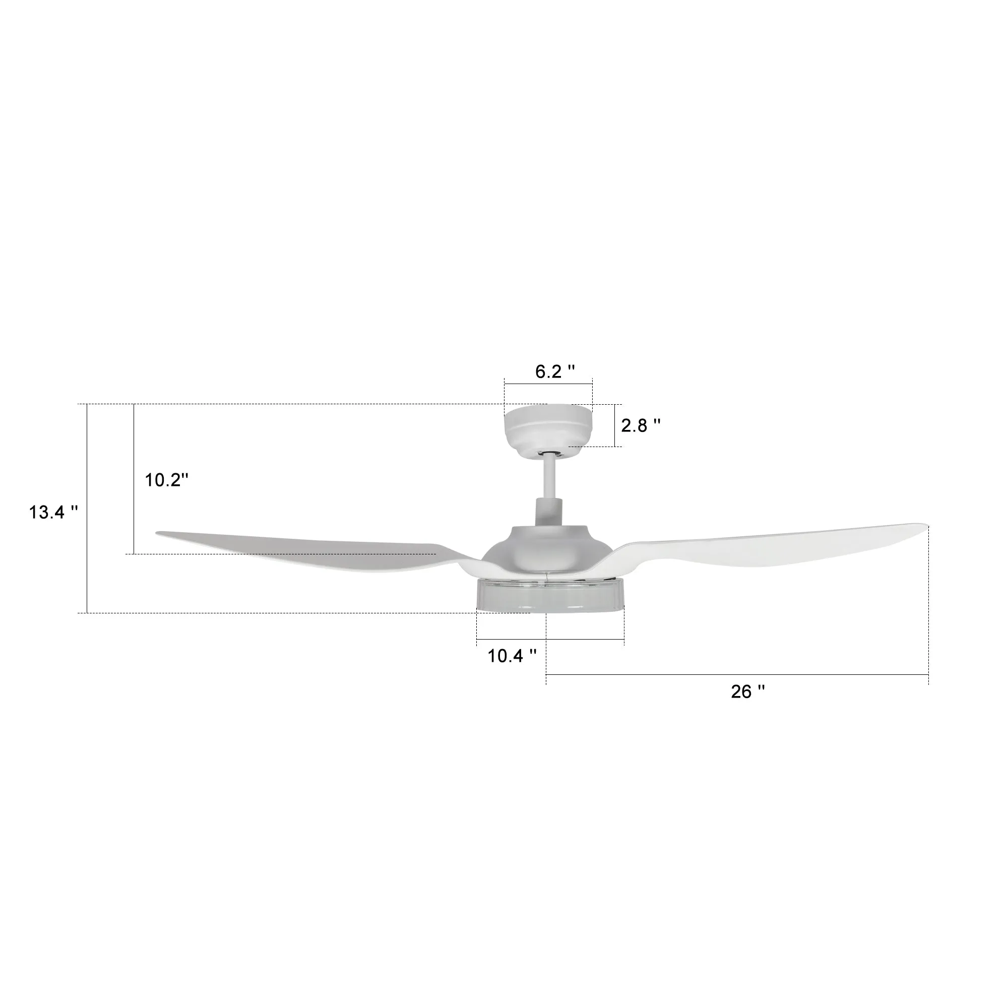 FLETCHER 52'' 3-Blade Smart Ceiling Fan with LED Light Kit & Remote-White/White