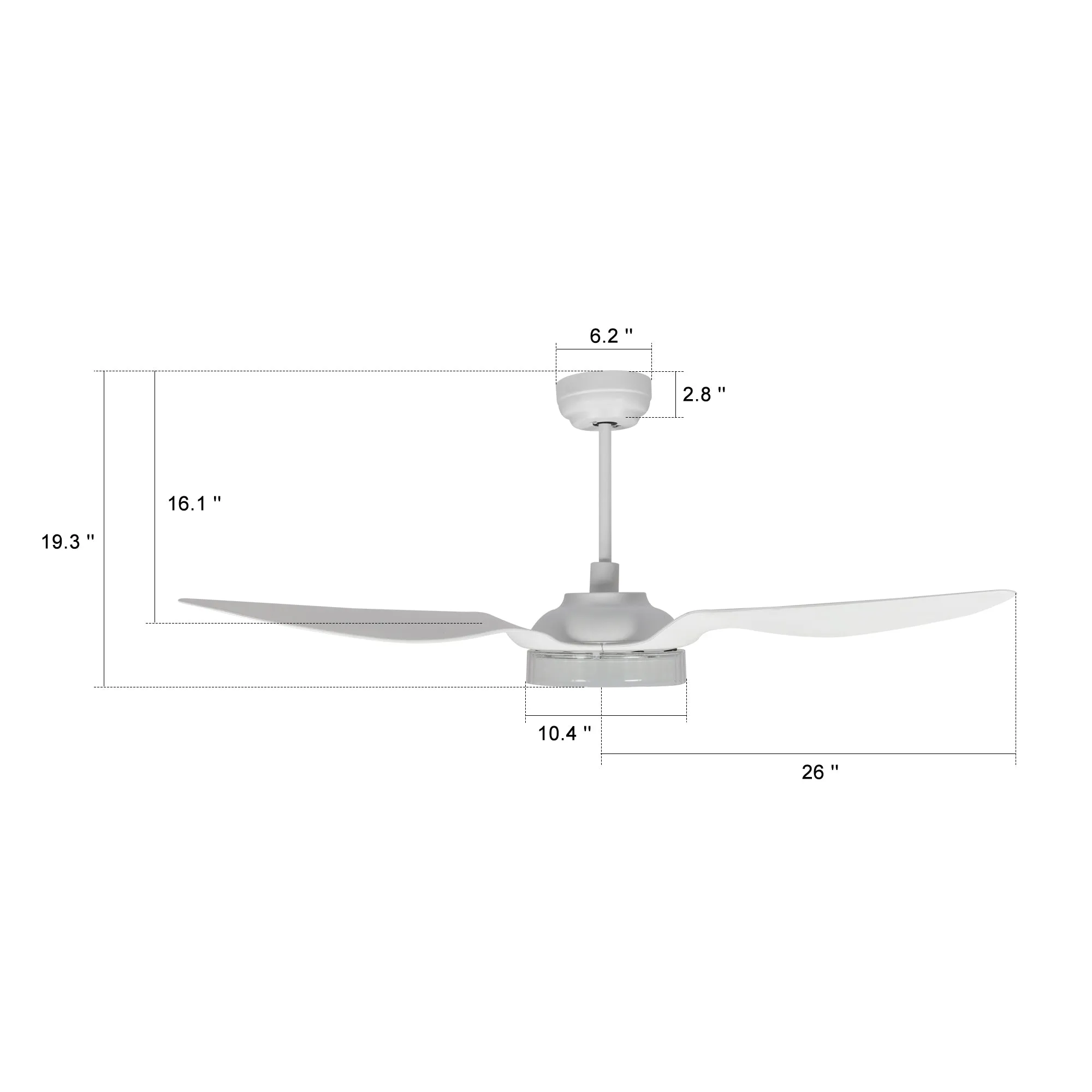 FLETCHER 52'' 3-Blade Smart Ceiling Fan with LED Light Kit & Remote-White/White