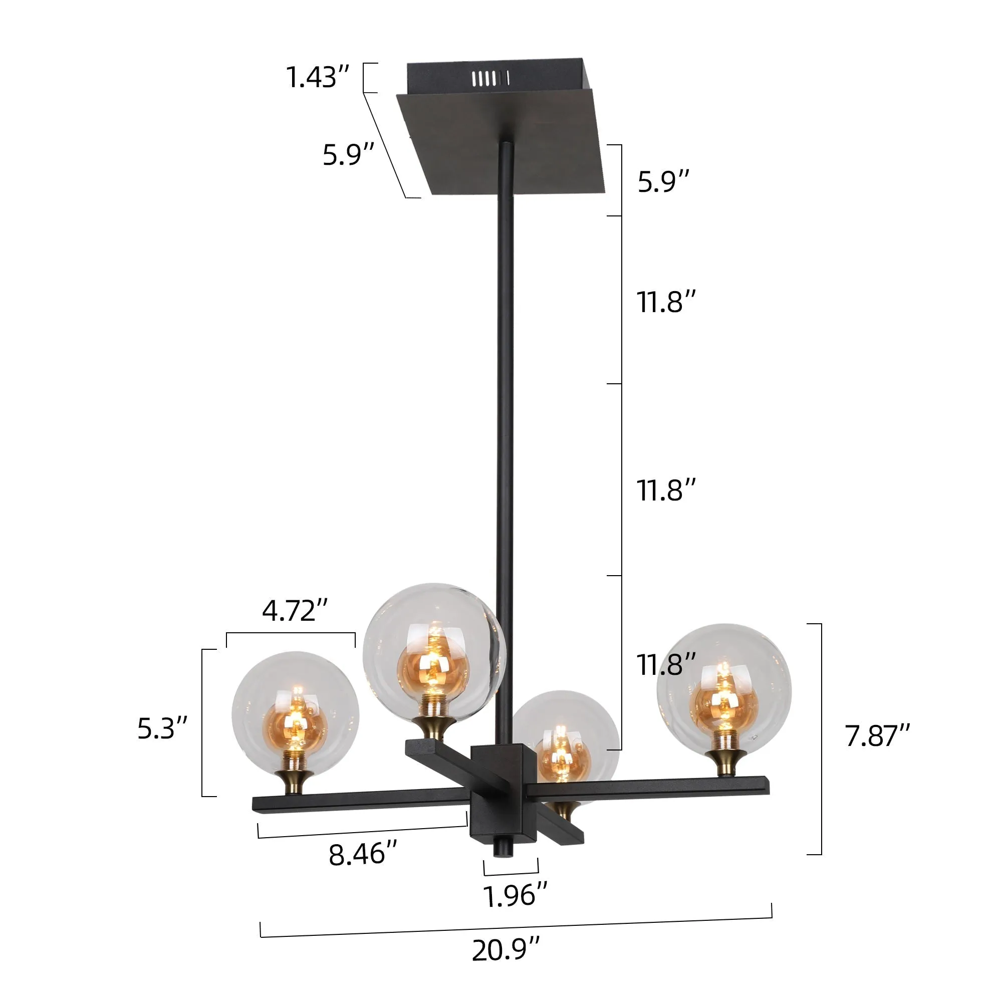 Florence Amber Glass Shade Led Pendant Light