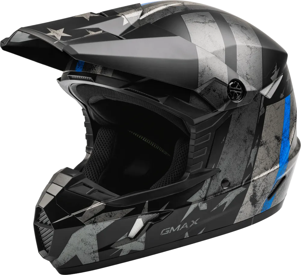 Gmax MX-46 Patriot Off-Road Helmet Matte Black/Grey/Blue