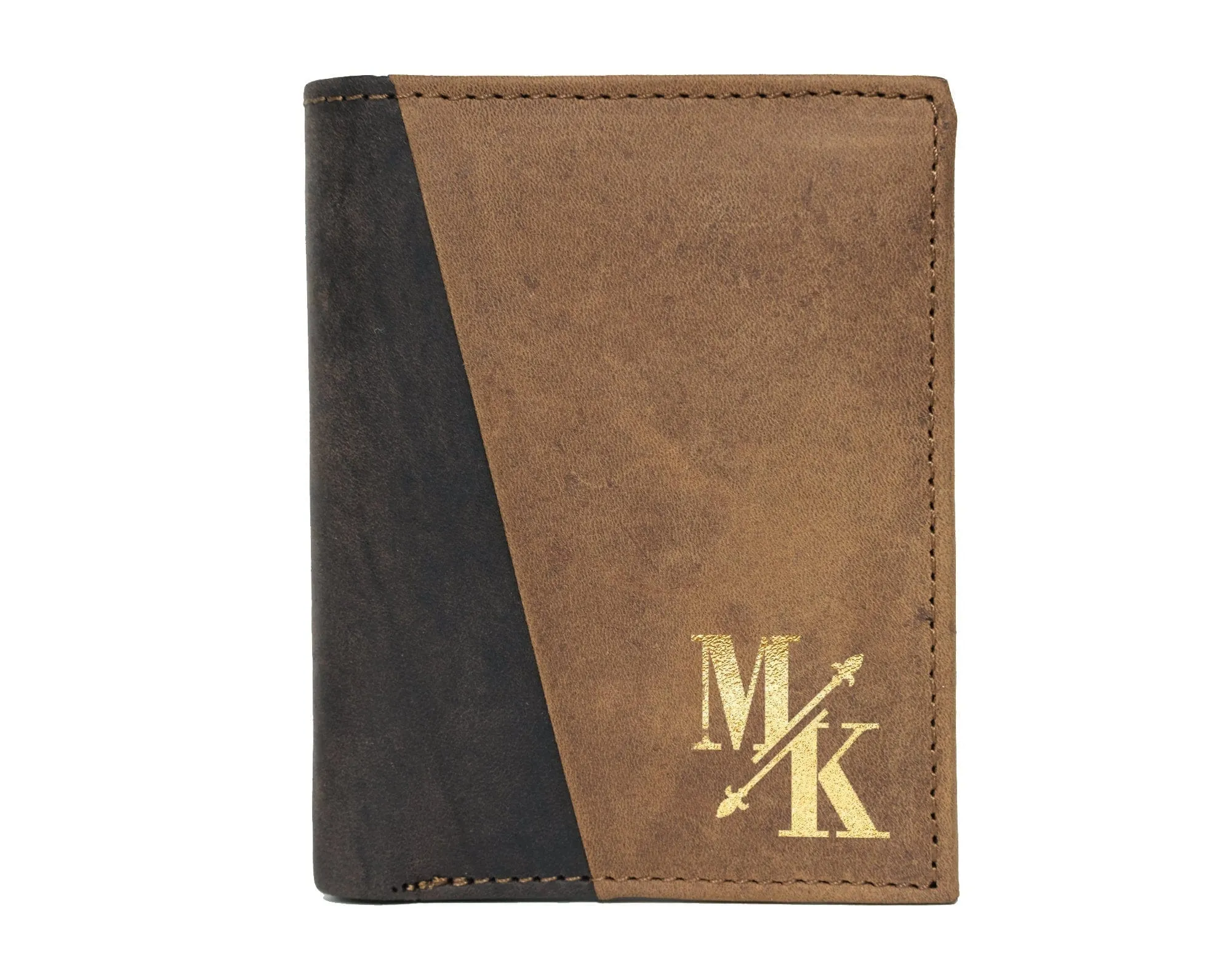 Gold Foil Pressed onto Personalized Genuine Leather Bifold Wallet Custom for Men Women RFID Monogram Initial Gift for Dad Husband Boyfriend