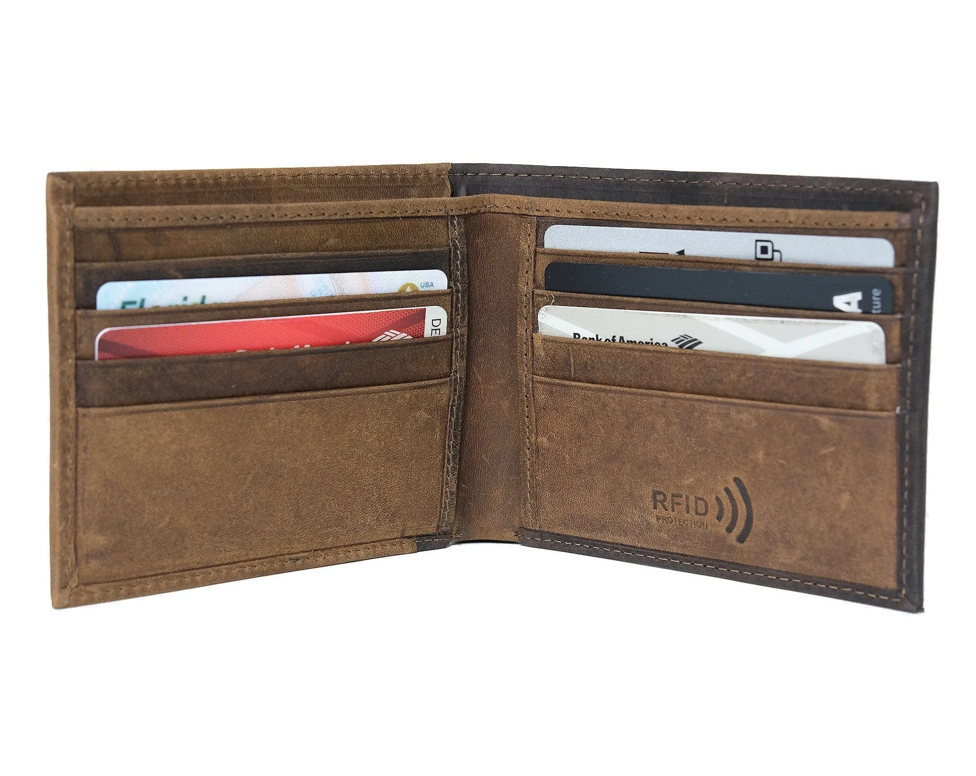 Gold Foil Pressed onto Personalized Genuine Leather Bifold Wallet Custom for Men Women RFID Monogram Initial Gift for Dad Husband Boyfriend