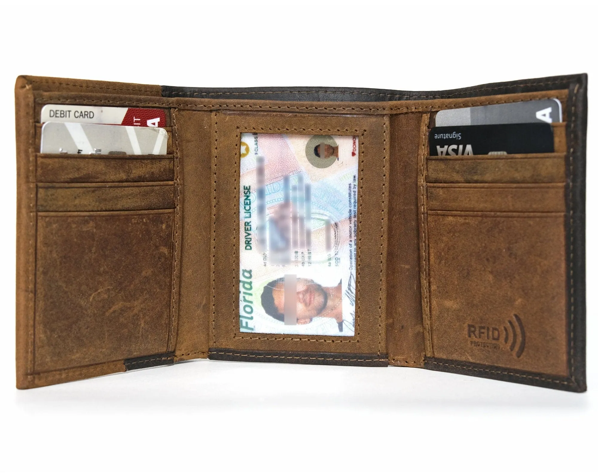 Gold Foil Pressed onto Personalized Genuine Leather Bifold Wallet Custom for Men Women RFID Monogram Initial Gift for Dad Husband Boyfriend