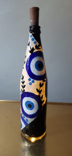 Hand Painted Bottle - Evil Eye
