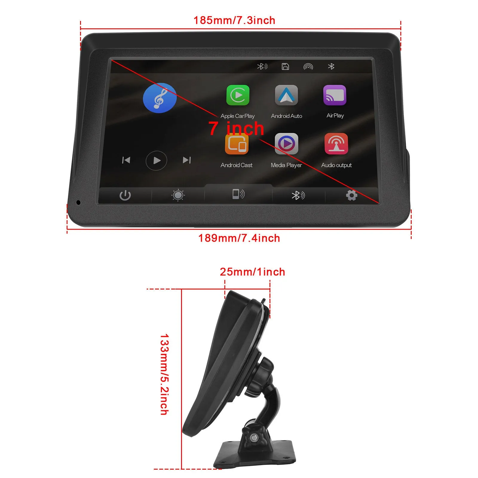 HD 7-inch Car Radio Multimedia Video Player Touch Screen Display