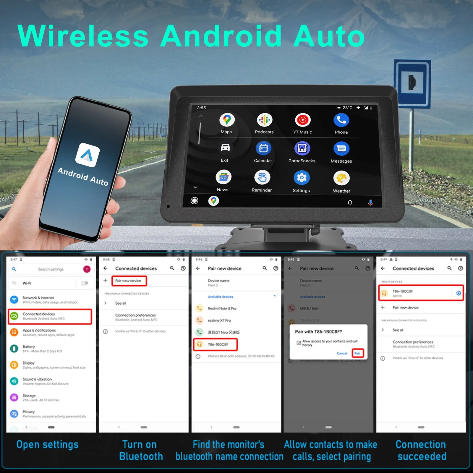 HD 7-inch Car Radio Multimedia Video Player Touch Screen Display