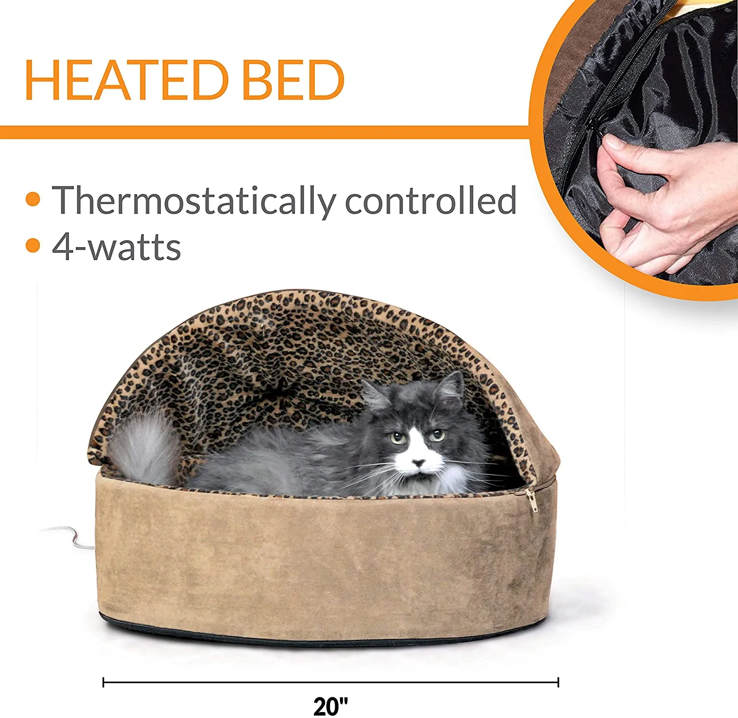 Heated Cat Bed with Hood - K&H Pet Products Thermo-Kitty Bed Deluxe Hooded