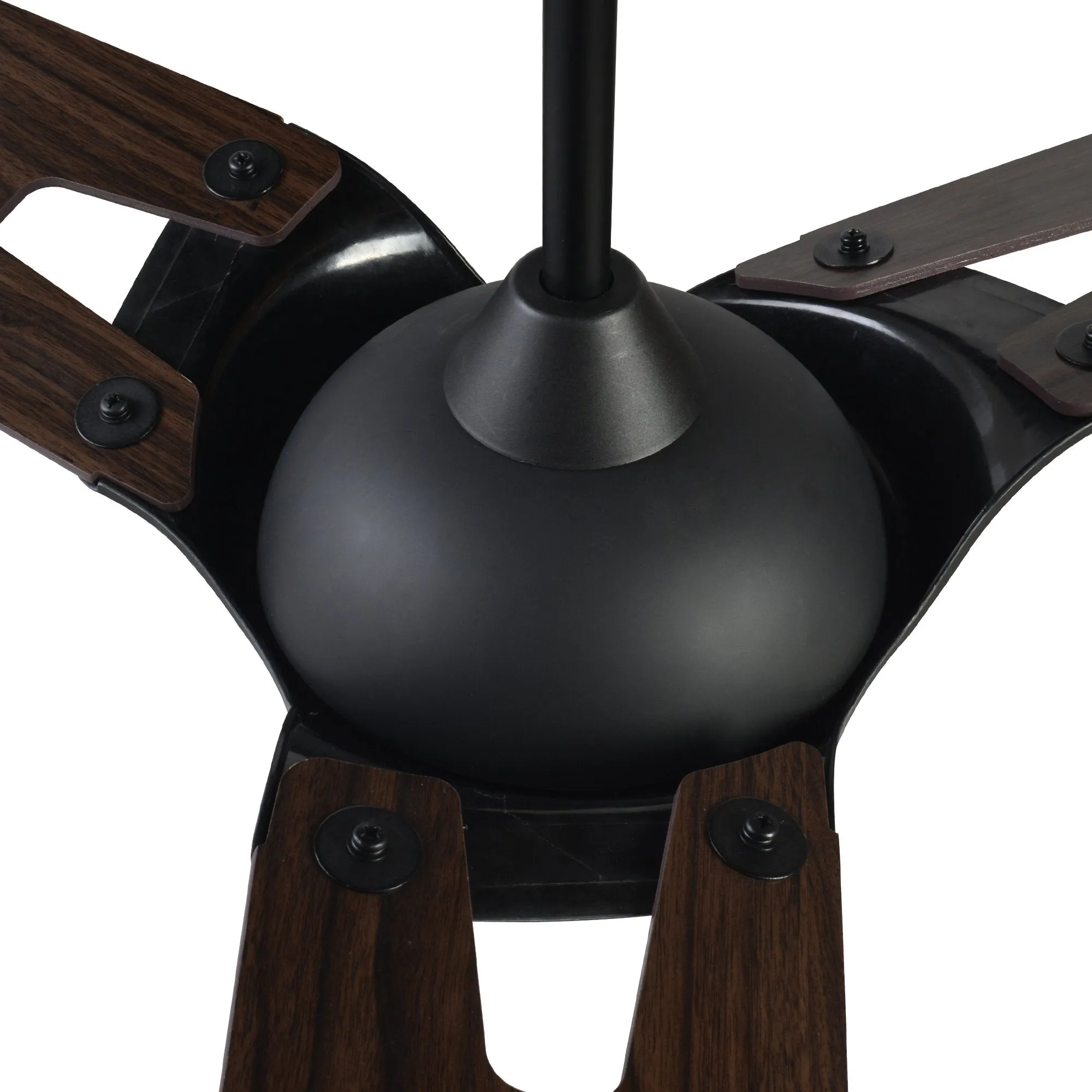 HOFFEN 52 inch 3-Blade Smart Ceiling Fan with LED Light Kit & Remote - Black/Dark Wood Pattern