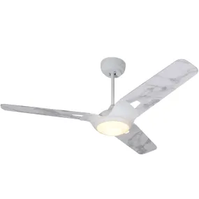 HOFFEN 52 inch 3-Blade Smart Ceiling Fan with LED Light Kit & Remote - White/Marble Pattern
