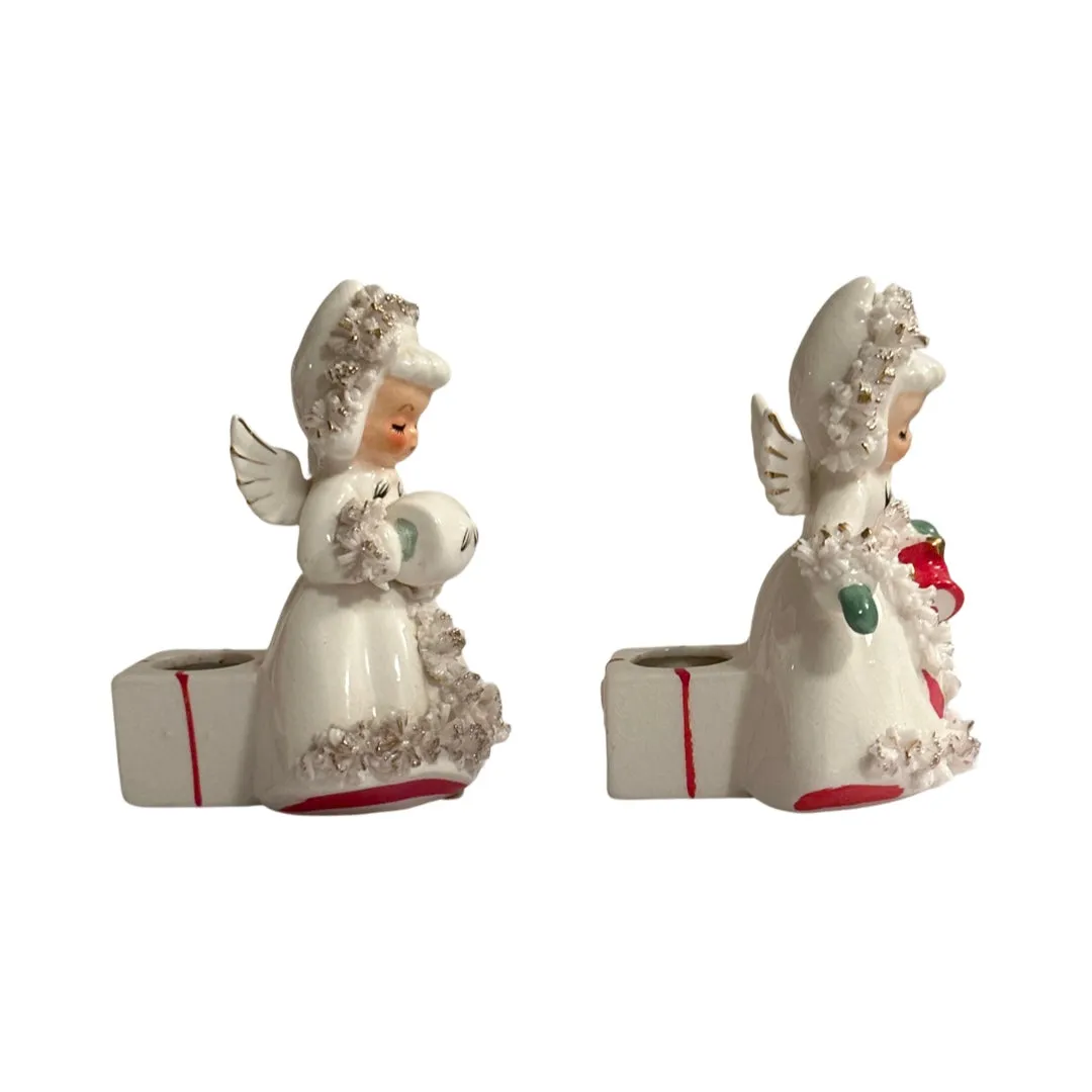 Holt Howard 1958 Spaghetti Trimmed Angel Candle Holders (Set of 2)