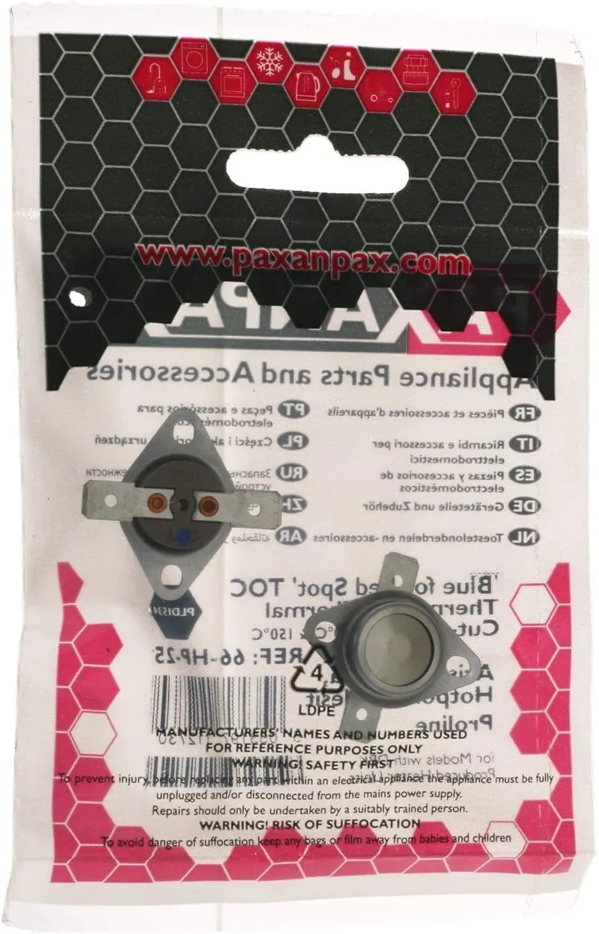 Hotpoint  Indesit Tumble Dryer C00112196 Stat Proline Multi-Model Fitting 'Blue for Red Spot' Thermostat Cut-Out Kit for Models with DBK Produced Heater Units (120┬░C & 150┬░C)