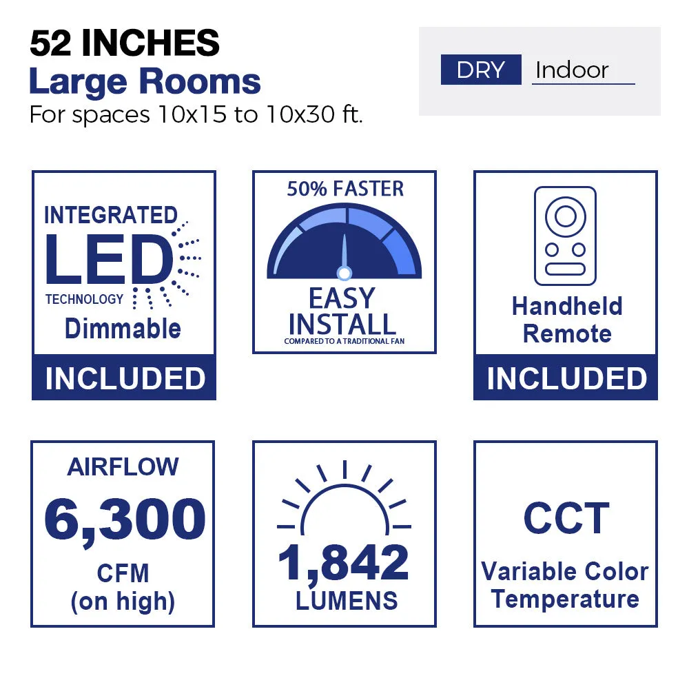Icebreaker 52 inch Smart Ceiling Fan with LED Light and Remote