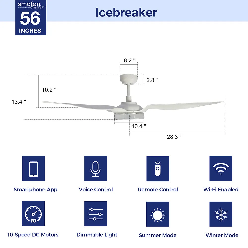 Icebreaker 56 inch Smart Ceiling Fan with LED Light and Remote