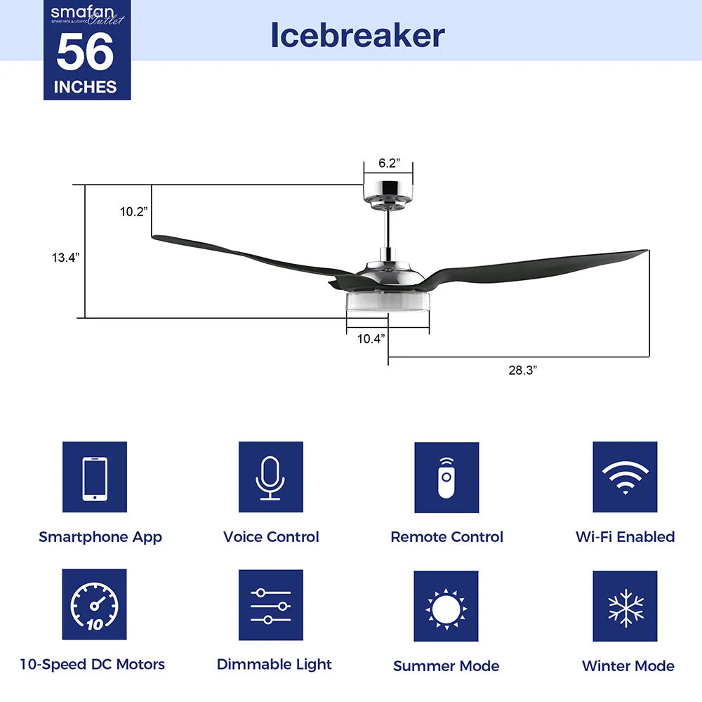 Icebreaker 56 inch Smart Ceiling Fan with LED Light and Remote