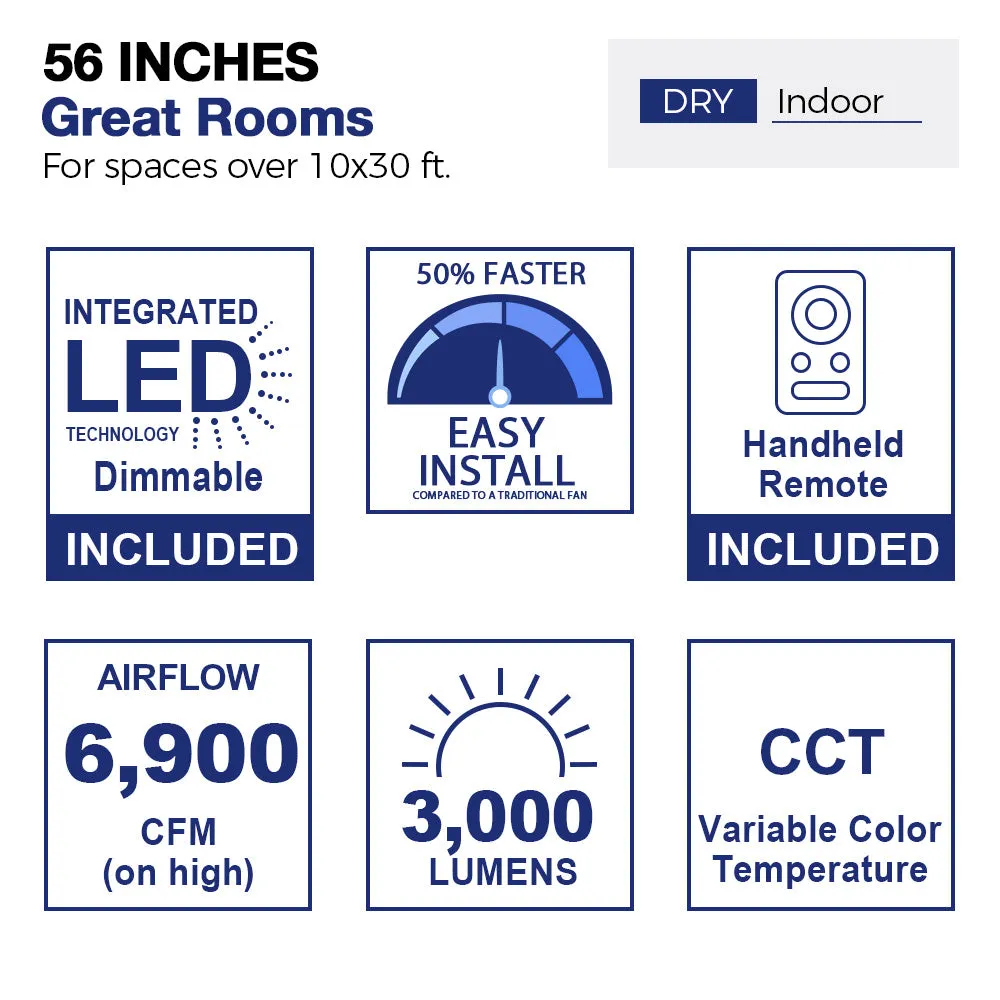 Icebreaker 56 inch Smart Ceiling Fan with LED Light and Remote