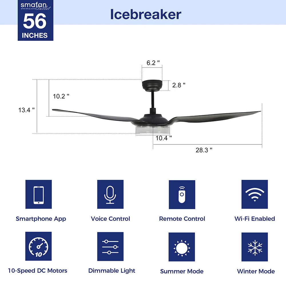 Icebreaker 56 inch Smart Ceiling Fan with LED Light and Remote