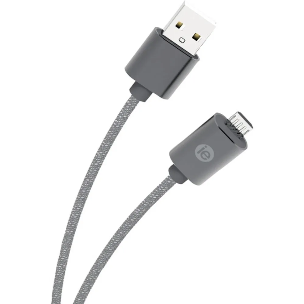 iEssentials IEN-BC10M-GRY Charge & Sync Braided Micro USB to USB Cable, 10ft (Gray)