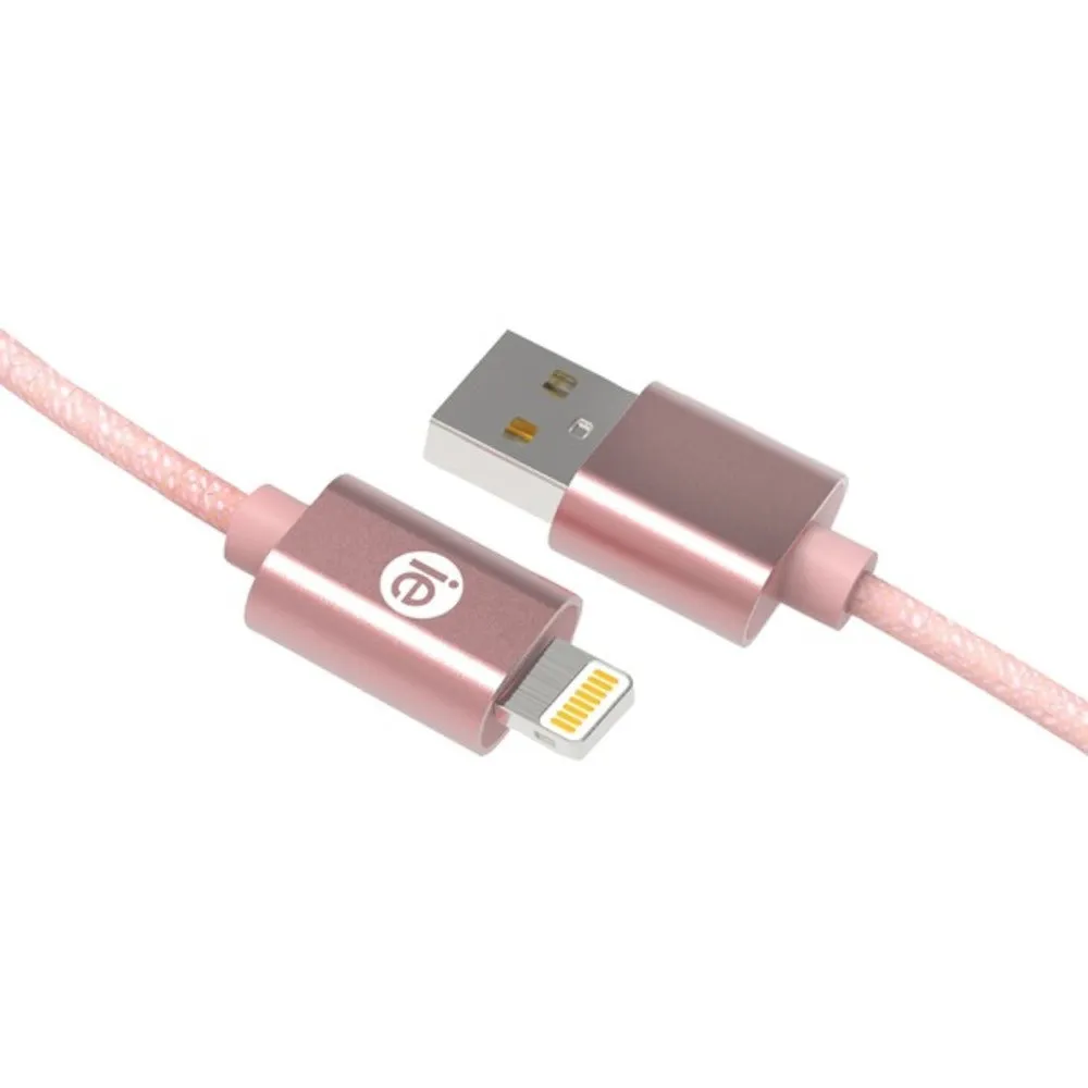 iEssentials IEN-BC6L-RGLD Charge & Sync Braided Lightning to USB Cable, 6ft (Rose Gold)