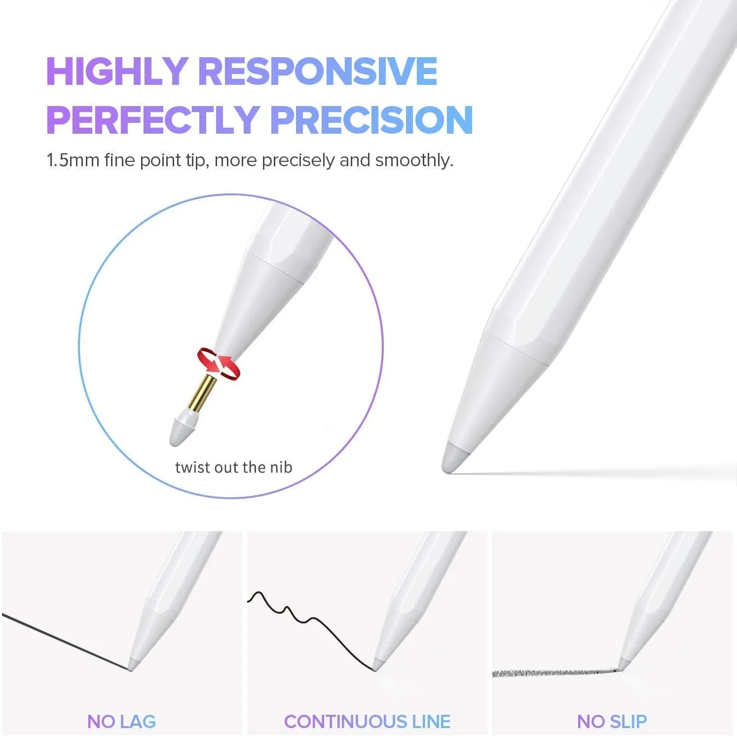 Jamjake Stylus Pen for Ipad with Palm Rejection & Fast Charge, Active Pencil Compatible with (2018-2022) Apple Ipad Pro (11/12.9 Inch),Ipad Air 3/4/5,Ipad10/9/8/7/6, Ipad Mini 5/6