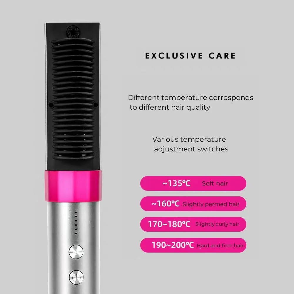 JINYAWA Wireless Ionic Hair Straightener Comb portable hair straightener brush rechargeable Anti-scald straightener and curler 2 in 1