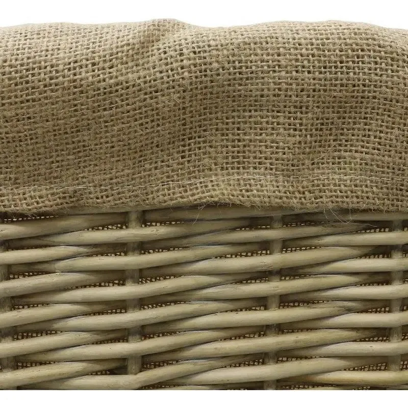 JVL Antique Washed Lined Log Baskets With Rope Handles - Rectangular, Round, Oval & Square Available
