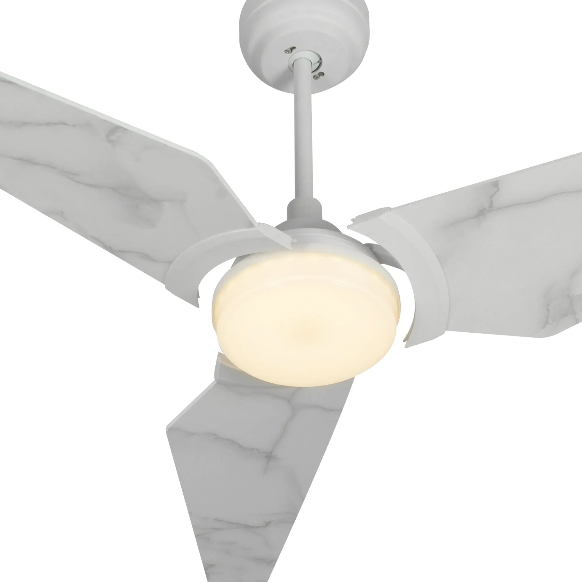 KAJ 52 inch 3-Blade Smart Ceiling Fan with LED Light Kit & Remote-White/Marble Pattern