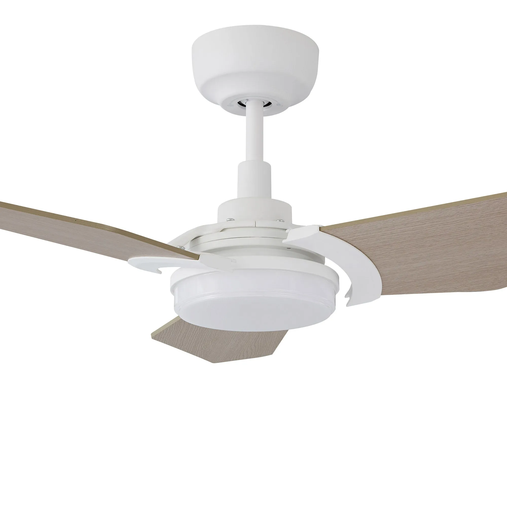 KAJ 56 inch 3-Blade Smart Ceiling Fan with LED Light Kit & Remote - White/Light Chestnut Wood