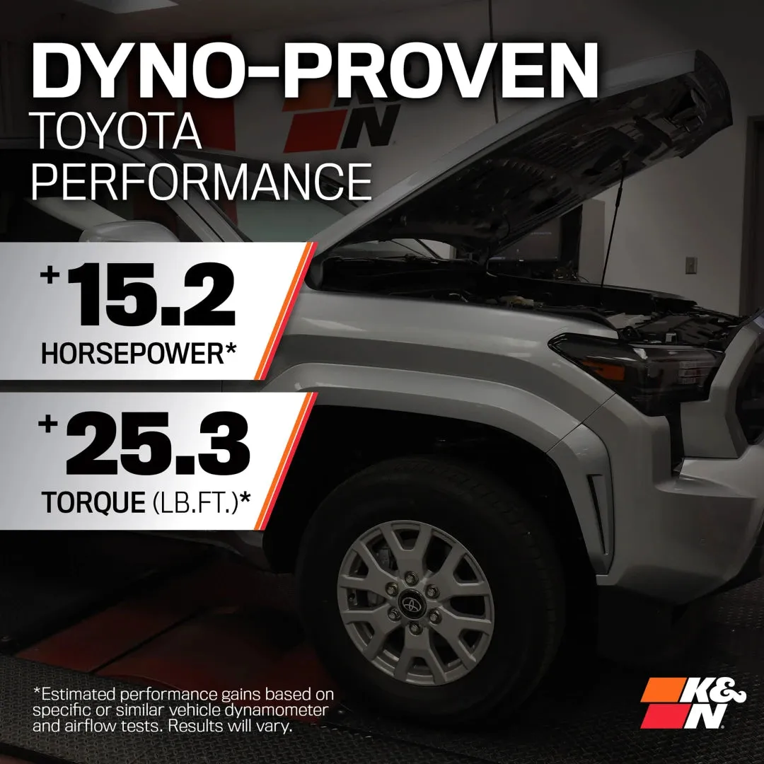 K&N Cold Air Intake System - High-flow Air Filter, Aluminum Tube - TOYOTA TACOMA L4-2.4L TURBO 77-9043KP