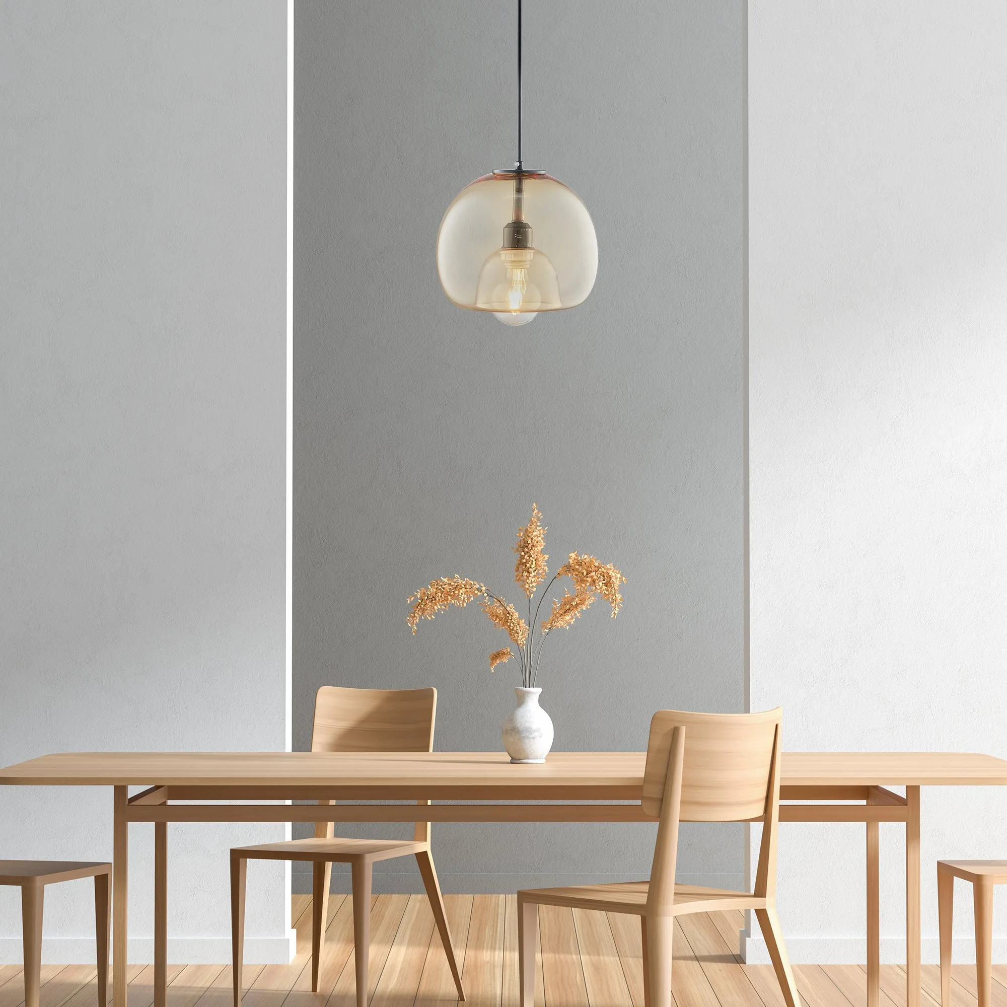 Karina Globe Glass Indoor & Outdoor Pendant Light – Amber