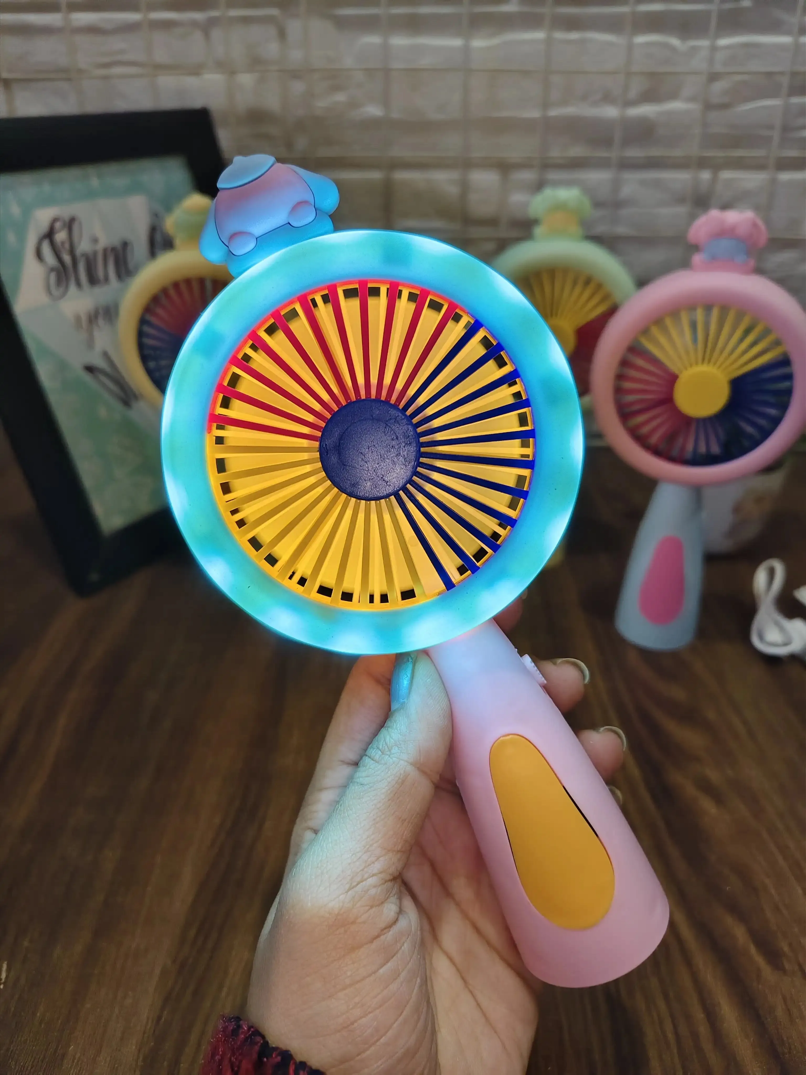 Kawaii hand fans with light chargeable