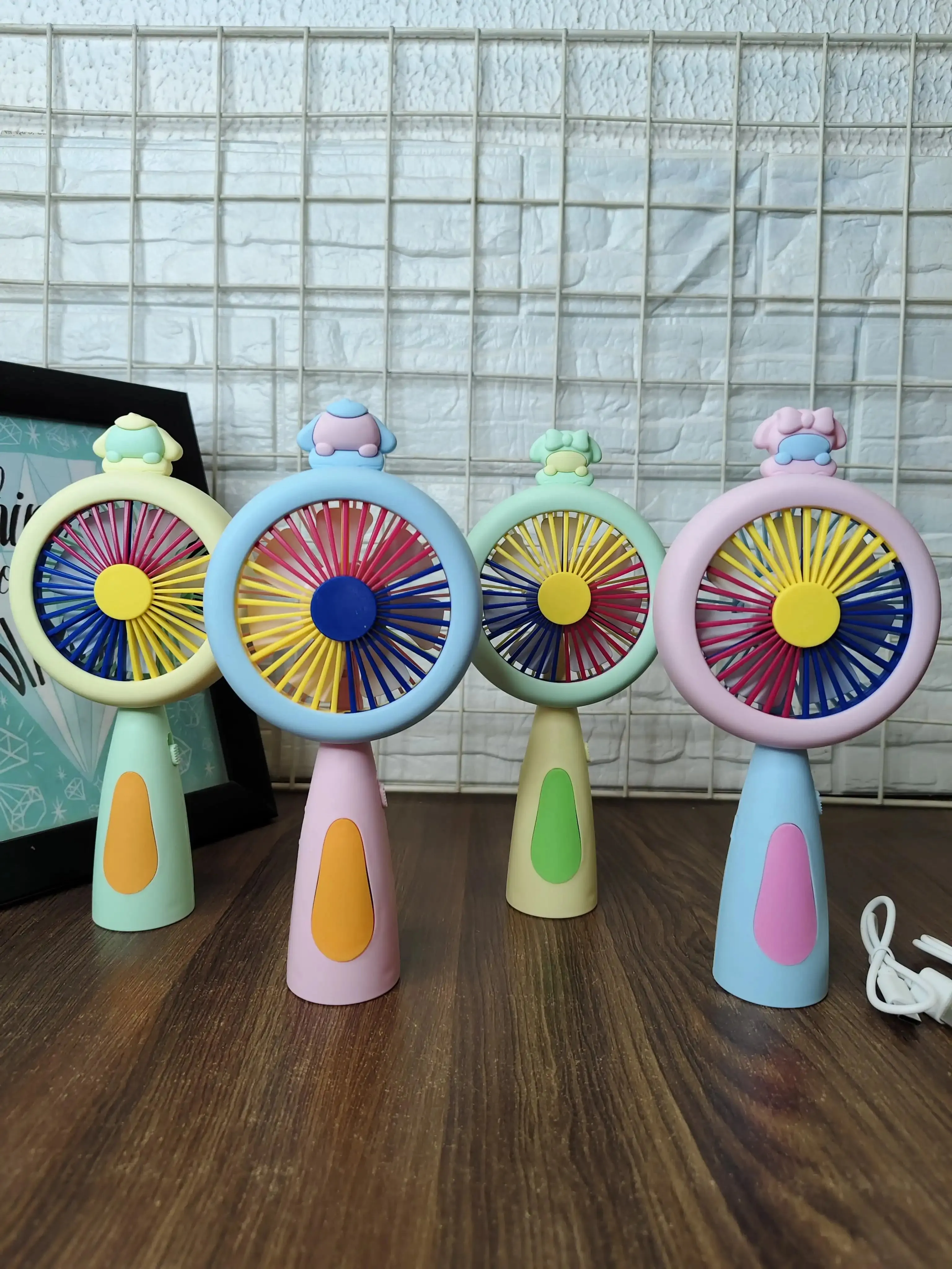 Kawaii hand fans with light chargeable