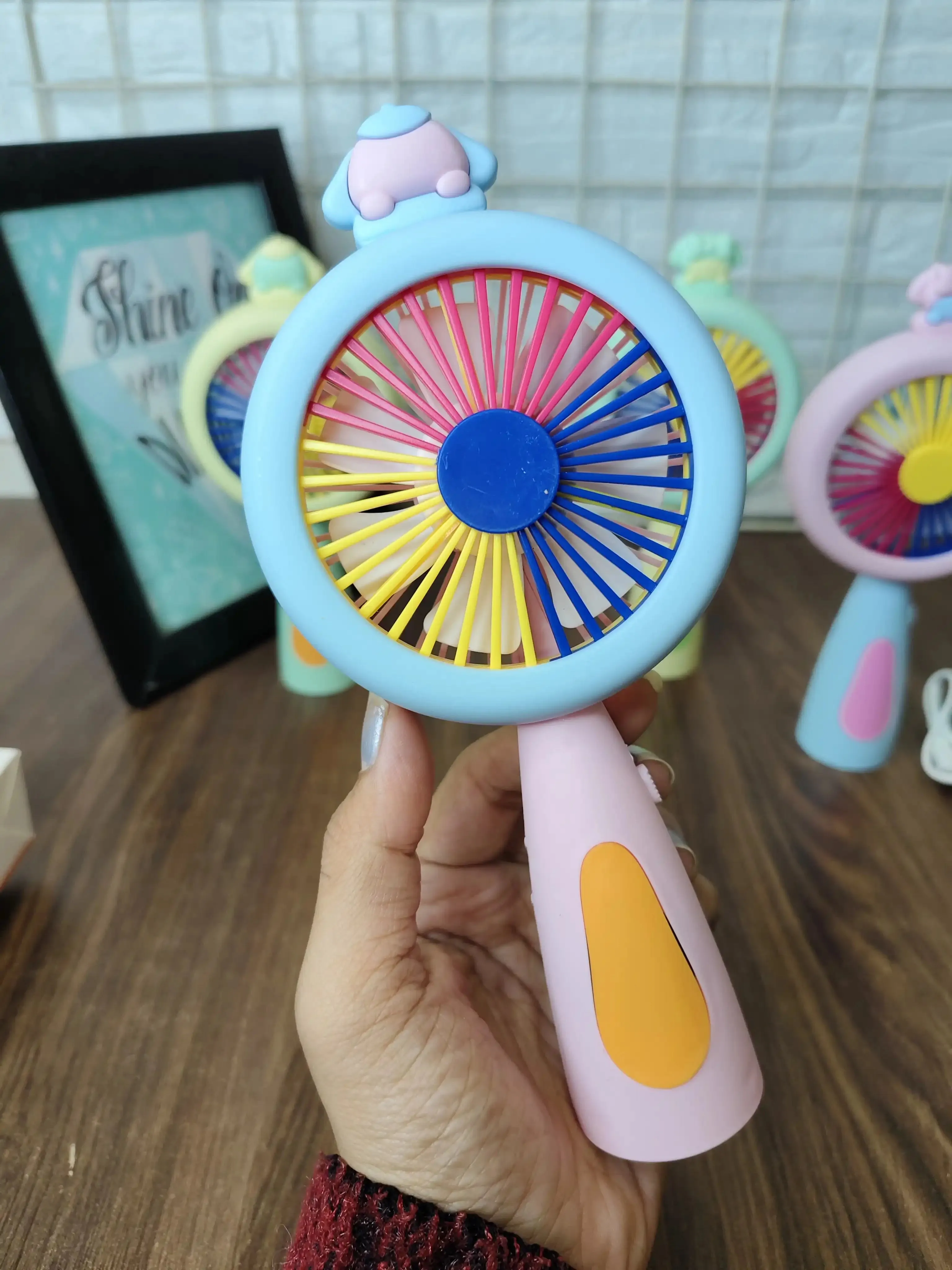 Kawaii hand fans with light chargeable