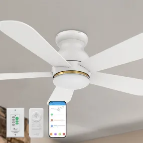 Kaze Ⅱ Low Profile Outdoor Smart Ceiling Fan with LED Light Remote 48"