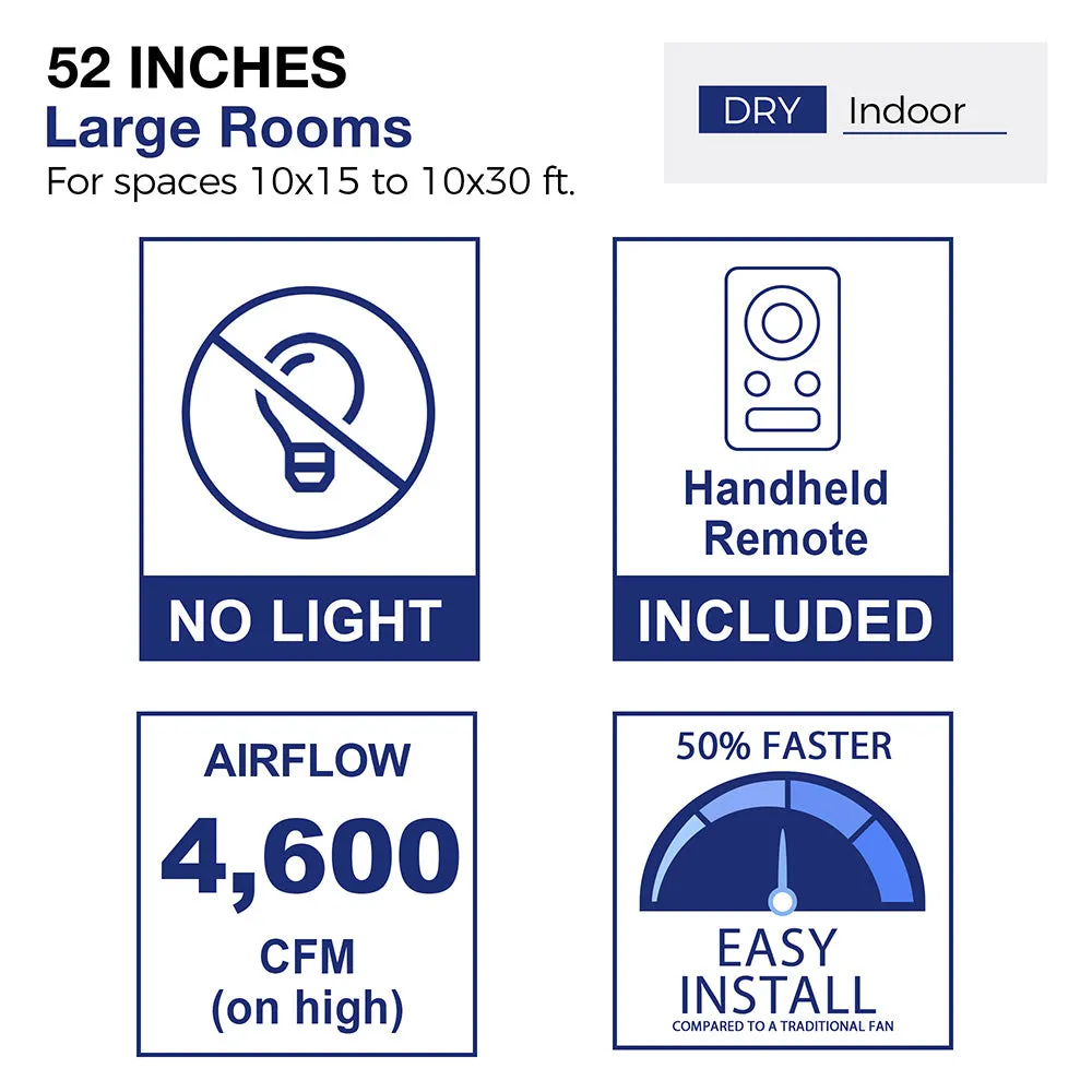 Kilk 52 inch Smart Ceiling Fan with Remote Wifi Enabled (NO LED)