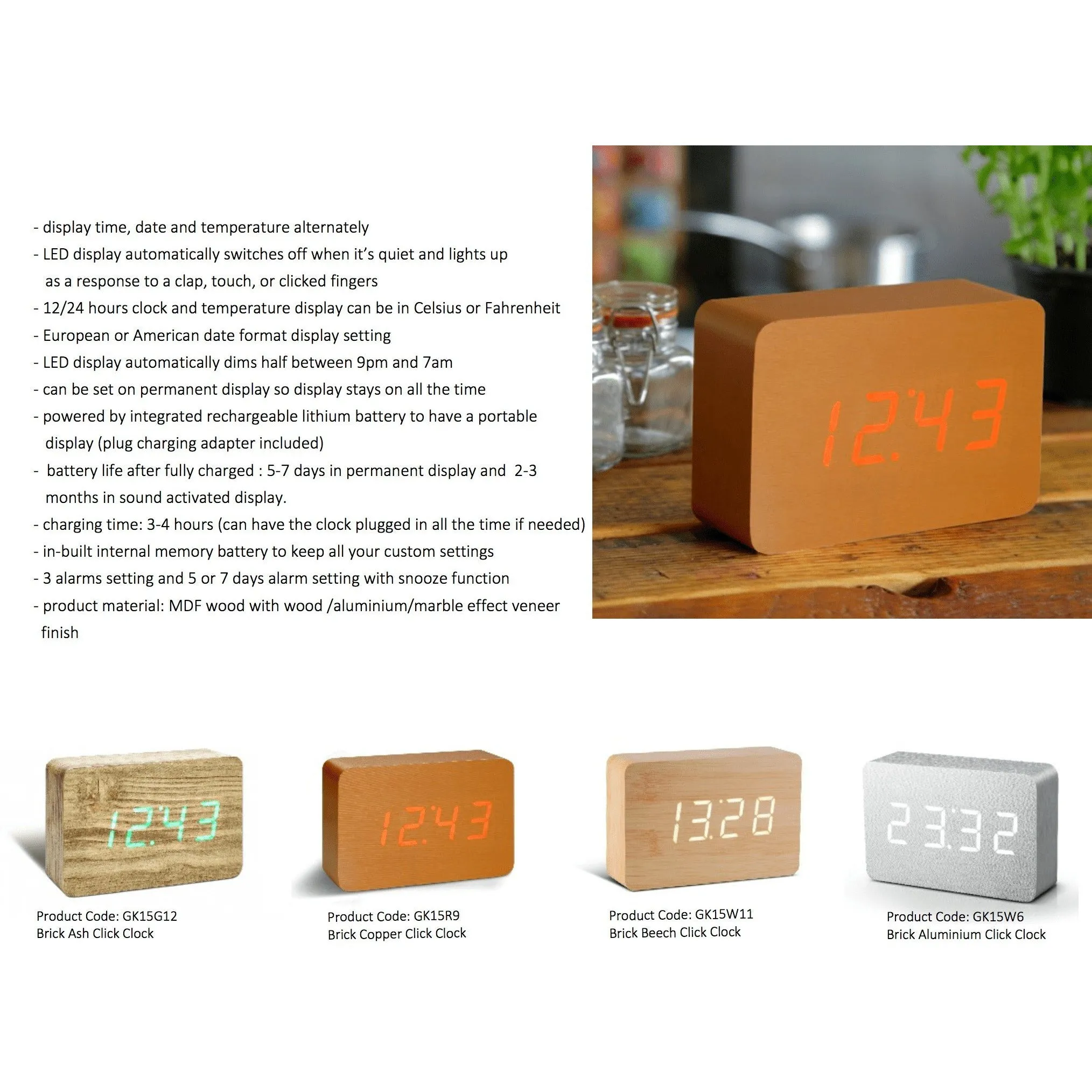 Kutia Brick Click Clock