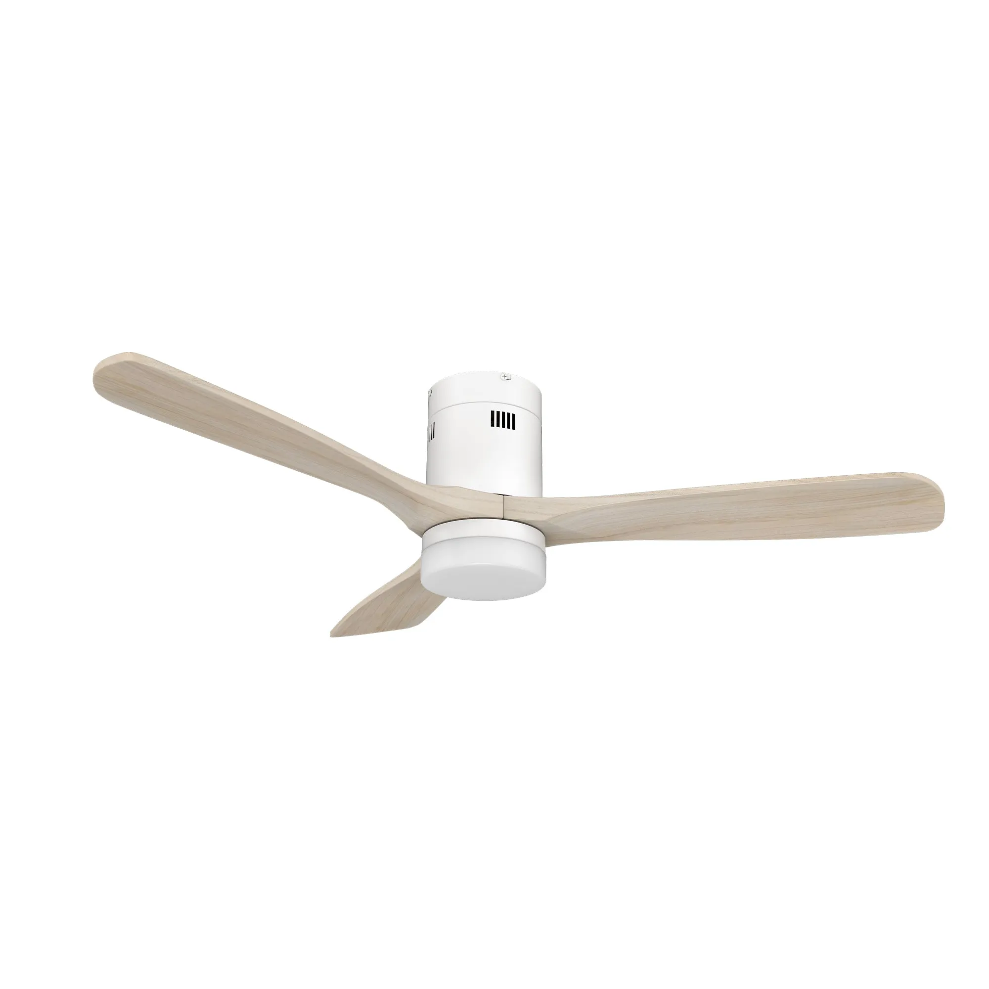 LABELLE 52 inch 3-Blade Flush Mount Smart Ceiling Fan with LED Light Kit & Remote- White/White Oak