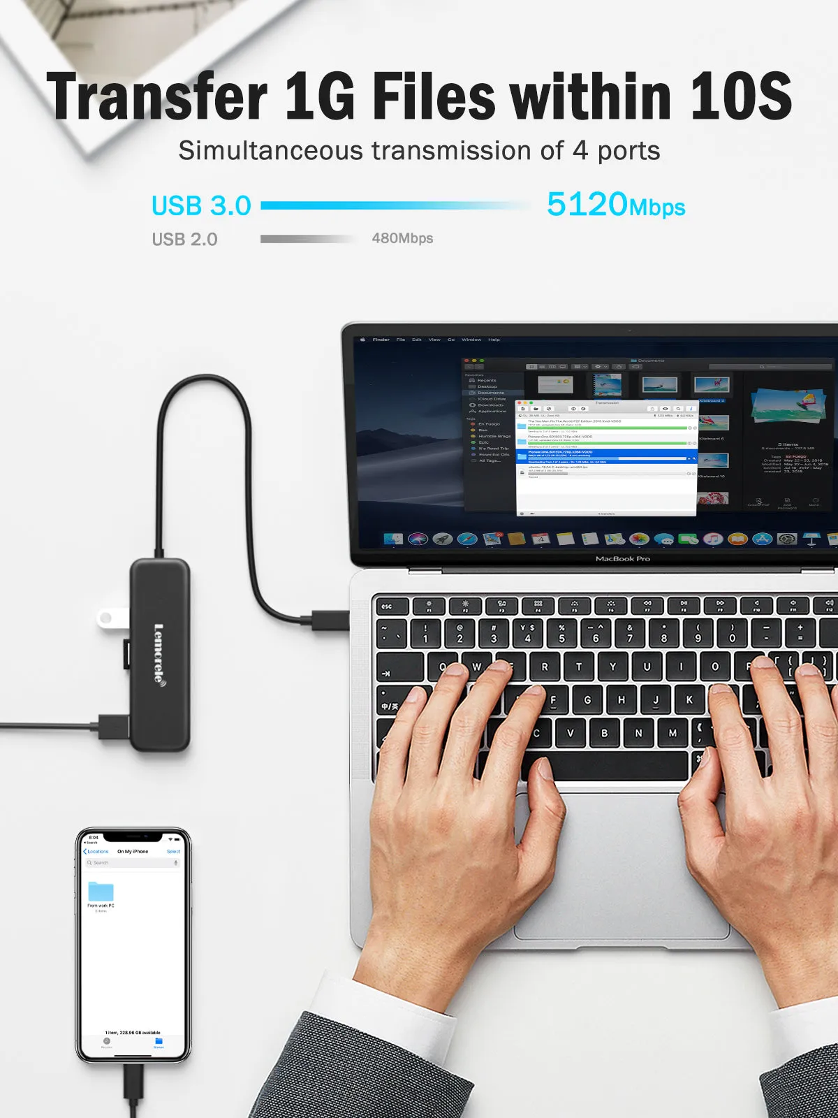 Lemorele USB C HUB 4 in 1【#TC41】
