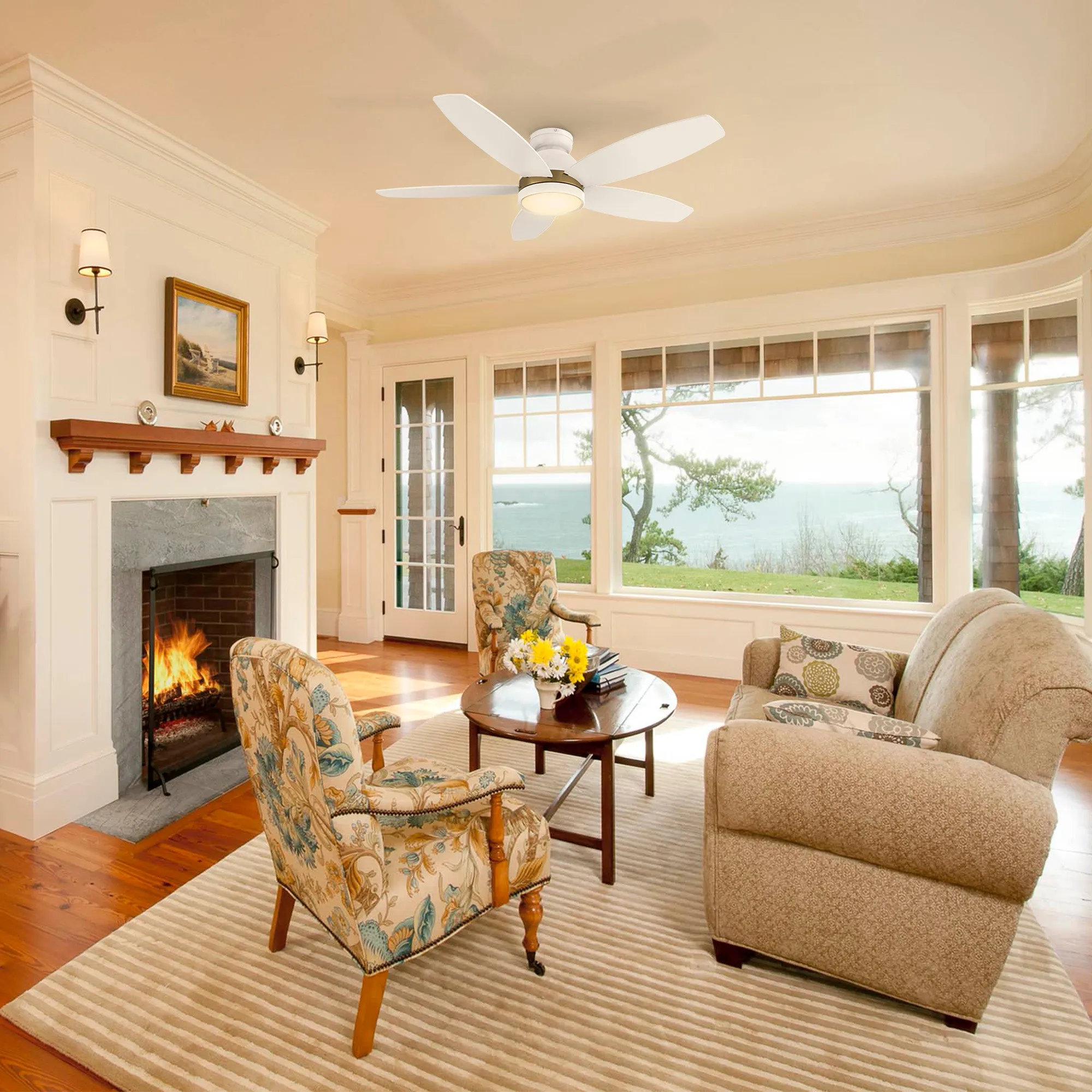 Levi Low Profile Smart Ceiling Fan with Light Remote Outdoor/indoor 48"