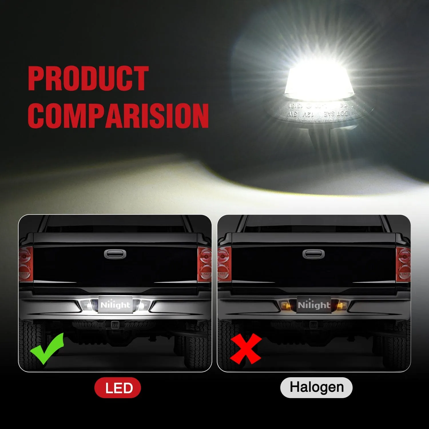 License Plate Lights Compatible with 1997 1998 1999 2010 2011 Dodge Dakota 2006-2009 Mitsubishi Raider with Black Housing 6000K White 2PCS Pack