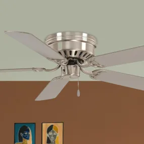 Mesa 52" Nickel Flush Mount Ceiling Fan with Pull Chain